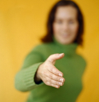 Woman reaching out hand